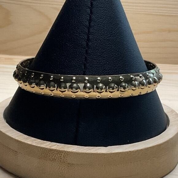 Silver Tone Studded Bangle Bracelet - Picture 2 of 4